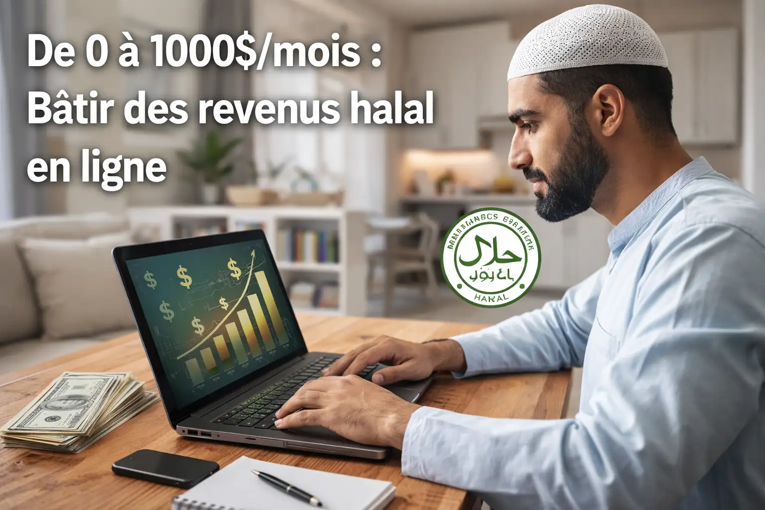 De 0 à 1000$/mois : Bâtir des revenus halal en ligne