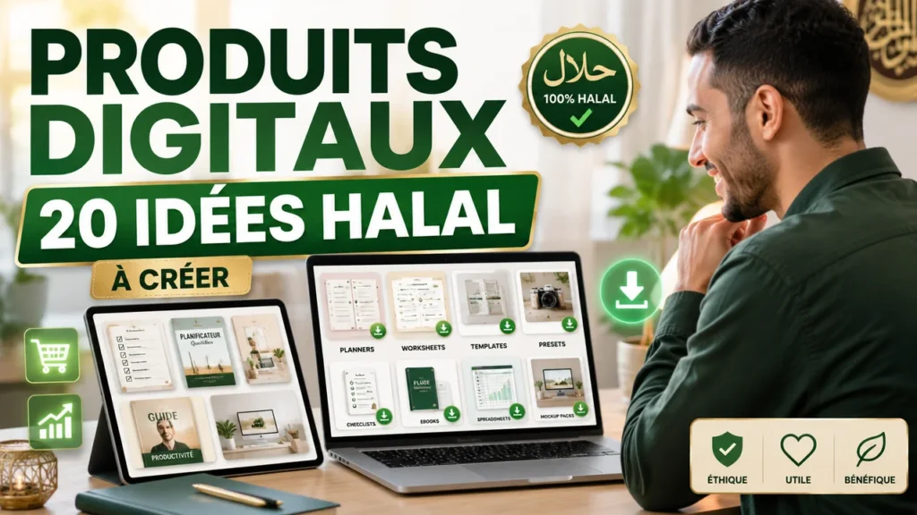 Templates, planners et fichiers numériques organisés pour créer des produits digitaux halal