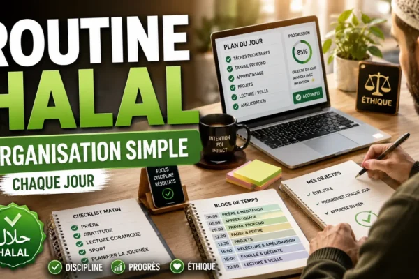 Planning de travail en ligne avec blocs d’apprentissage, production et visibilité pour une routine halal